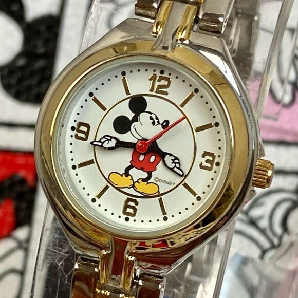 Disney Mickey Mouse Two-Tone Ladies Watch Moving Arms Original Hang Tag - Picture 5 of 14
